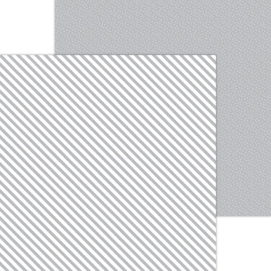 Doodlebug Design - Monochromatic Collection -  Candy Stripe / Sprinkles - 12 x 12 - Stone Grey