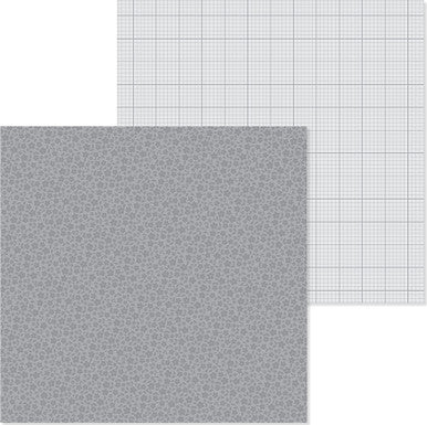 Doodlebug Design - Monochromatic Collection -  Floral / Graph - 12 x 12 - Stone Gray