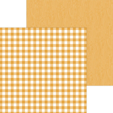 Doodlebug Design - Monochromatic Collection -  buffalo check / woodgrain - 12 x 12 - Tangerine